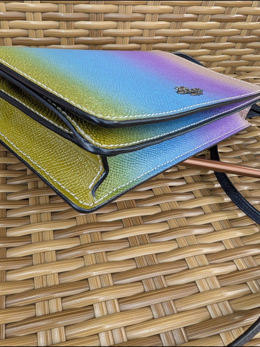 Coach Hayden Ombre Multi-Colored Leather Crossbody Bag Clutch Wallet Small - Picture 6 of 16